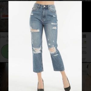 KANCAN CROP LADIES BOYFRIEND JEANS SIZE 9/28 KC9144M